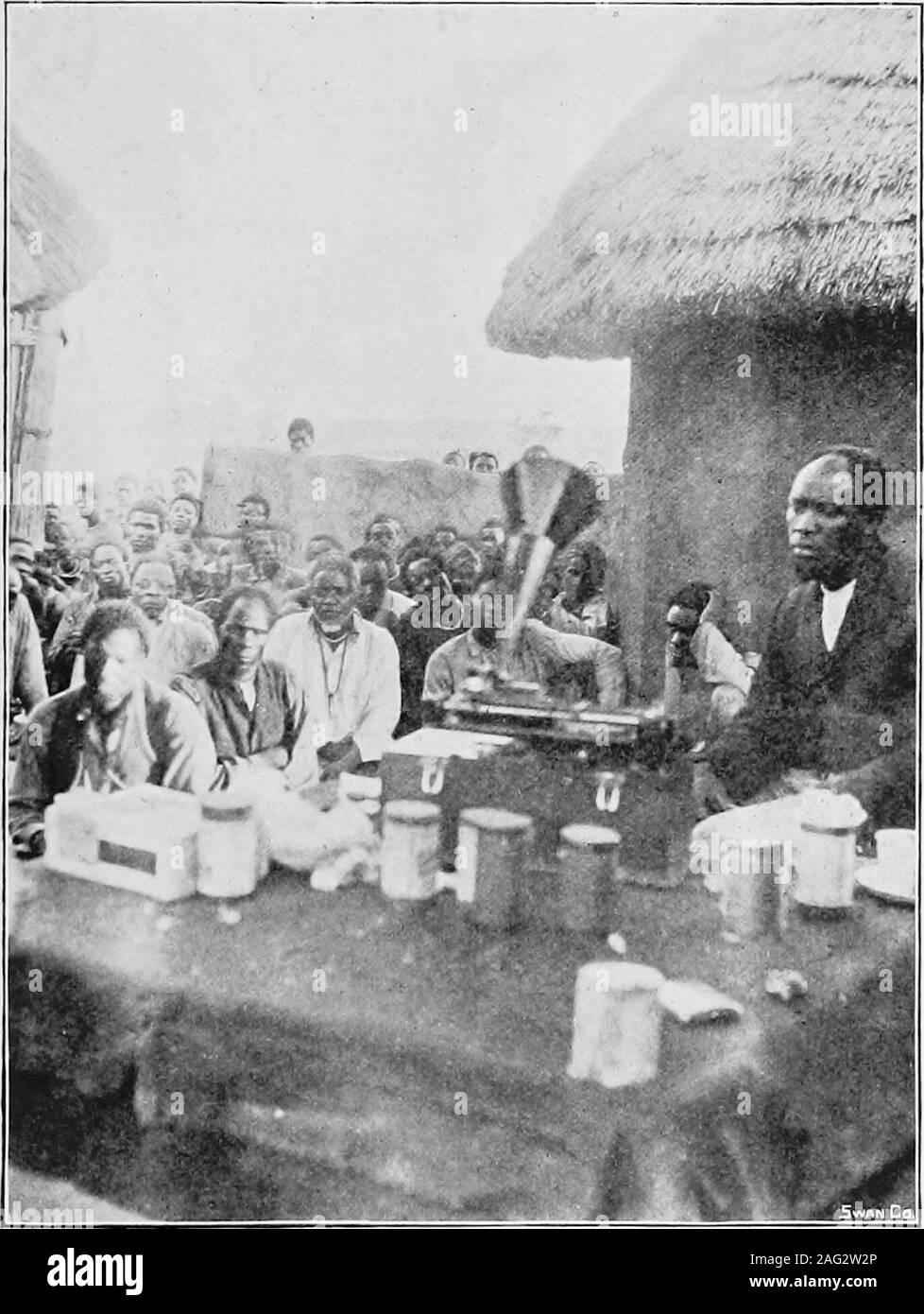 . In remotest Barotseland; being an account of a journey of over 8,000 miles through the wildest and remotest parts of Lewanika's empire. esident, Mr. Coryndon,and his party had started for England on leave,and we had taken charge in his place. lO CHAPTER II. Litia—His government—Views on Christianity of natives—Departure forKazungula—Mr. Coillard—Arrival at Sesheke—Sesheke missionaries—Sergeant Macaulay. LiTiA, the eldest son of Lewanika, and heir-apparent to the Barotse throne, paid me anofficial visit. He is a vi^ell-made man of some twenty-fiveor thirty summers. He arrived carefully dresse Stock Photo