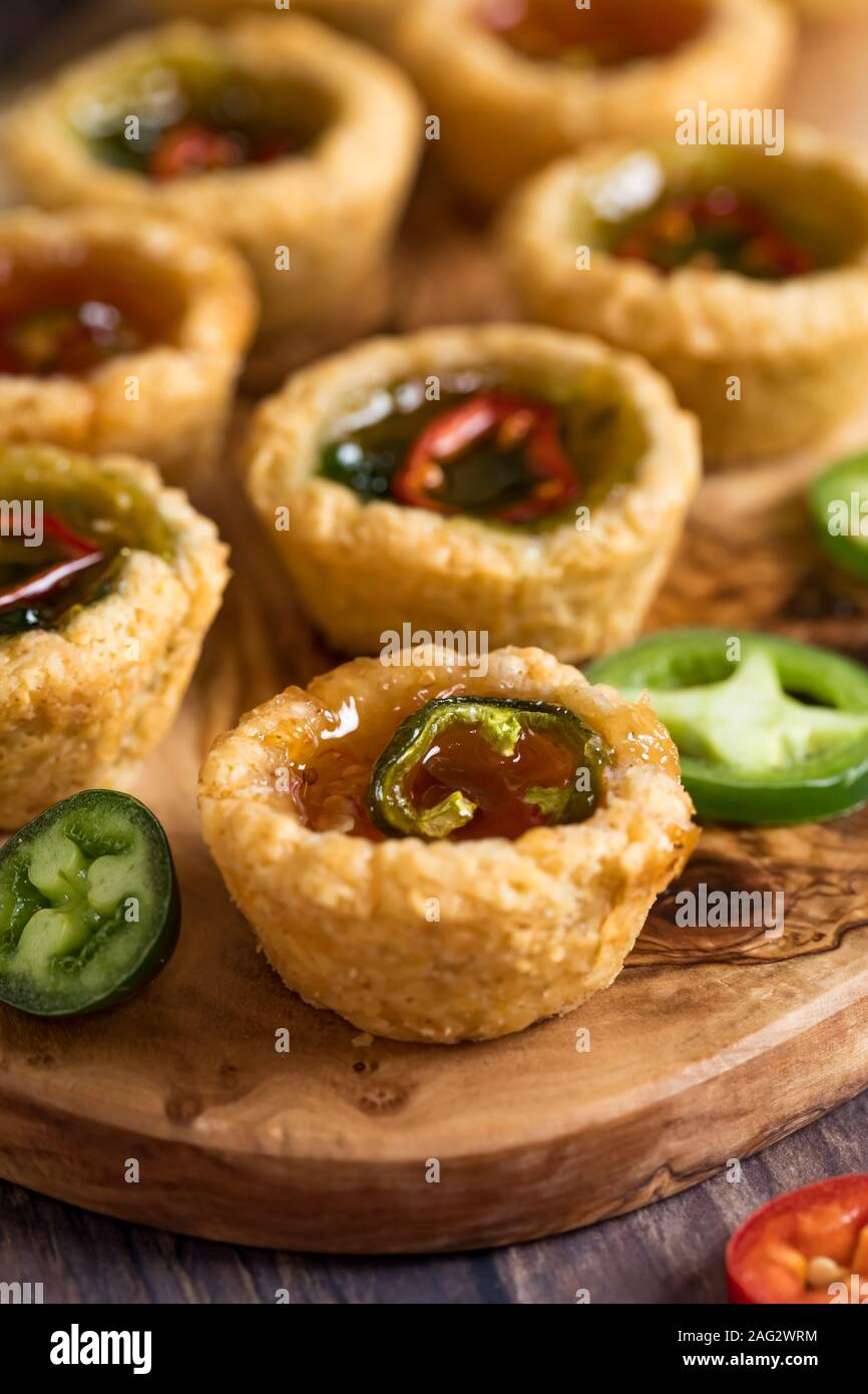 Mini hot pepper jelly tarts Stock Photo Alamy