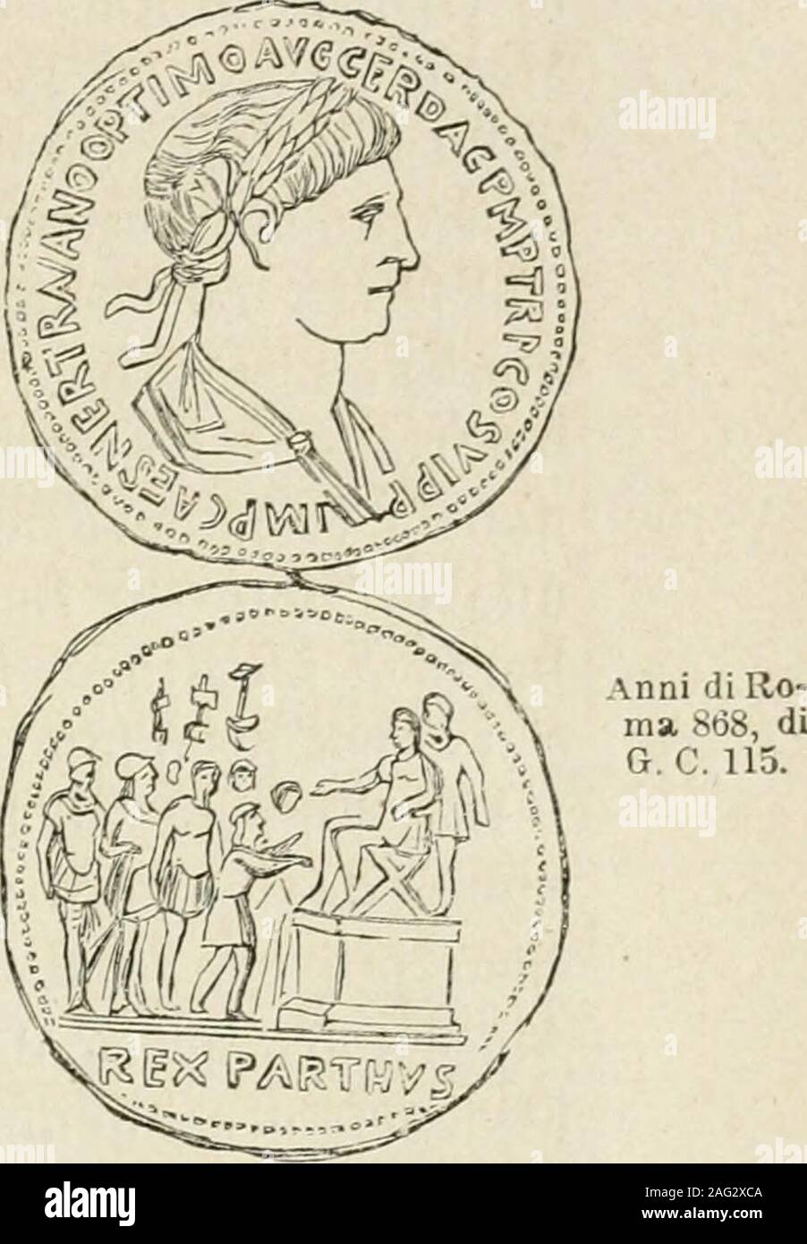 . Storia dell'Italia antica. i Iberi, detteun re agli Albani, e fece sentire lapotenza di Roma a tutte le gentidel Caucaso fino al mar Caspio(Mare Hijrcanum) *. Poscia lo troviamo alle stanzedinverno in Antiochia quando lagrande capitale della Siria fa col-pita da turbini straordinarii diventi e da fulmini, forieri di unterribile terremoto che fece gran-dissima strage di.case e di gente.Fra i Romani vi perì il consoleM. VergiUano Pedone: e Traianostesso vi corse pericolo, e si disse salvato da un essere misterioso di più che umana sta-tura che lo portò via da una finestra 2. Pieno del pensiero Stock Photo