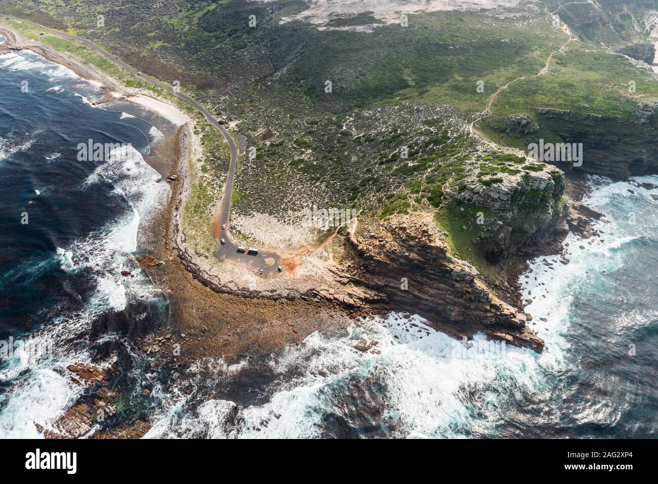 Cape of good hope (South Africa) aerial view shot from a helicopter Stock Photo