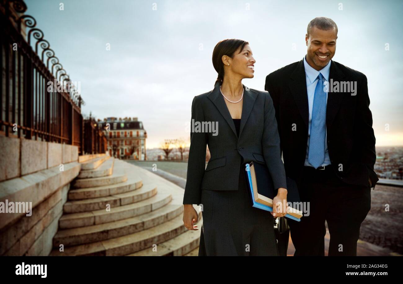Smiling business colleagues taking a break. Stock Photo