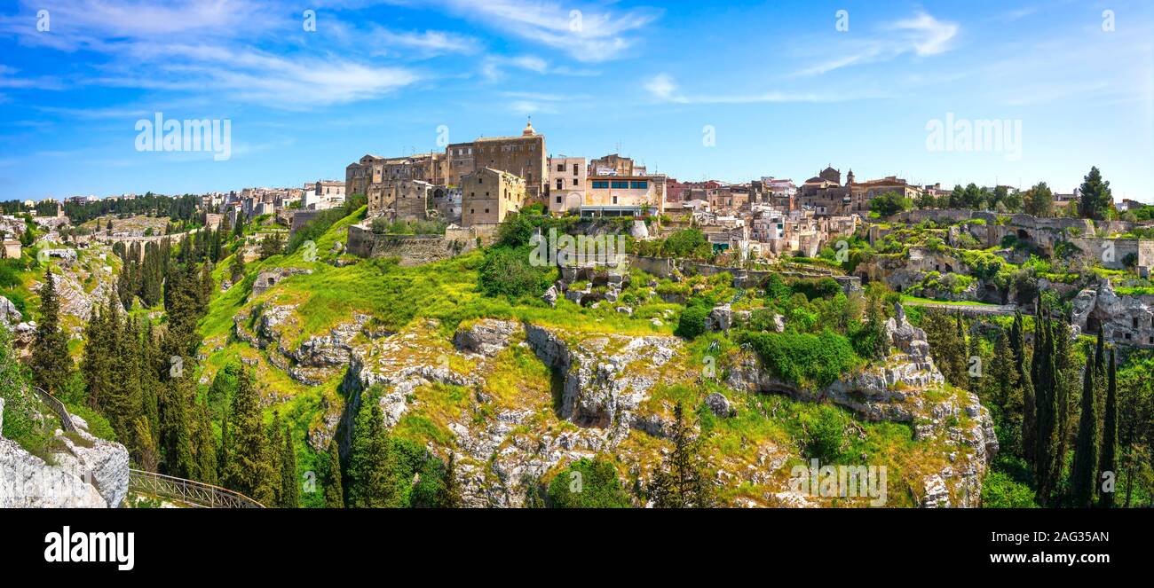 Gravina in Puglia canyon and old town. Apulia, Italy. Europe Stock Photo