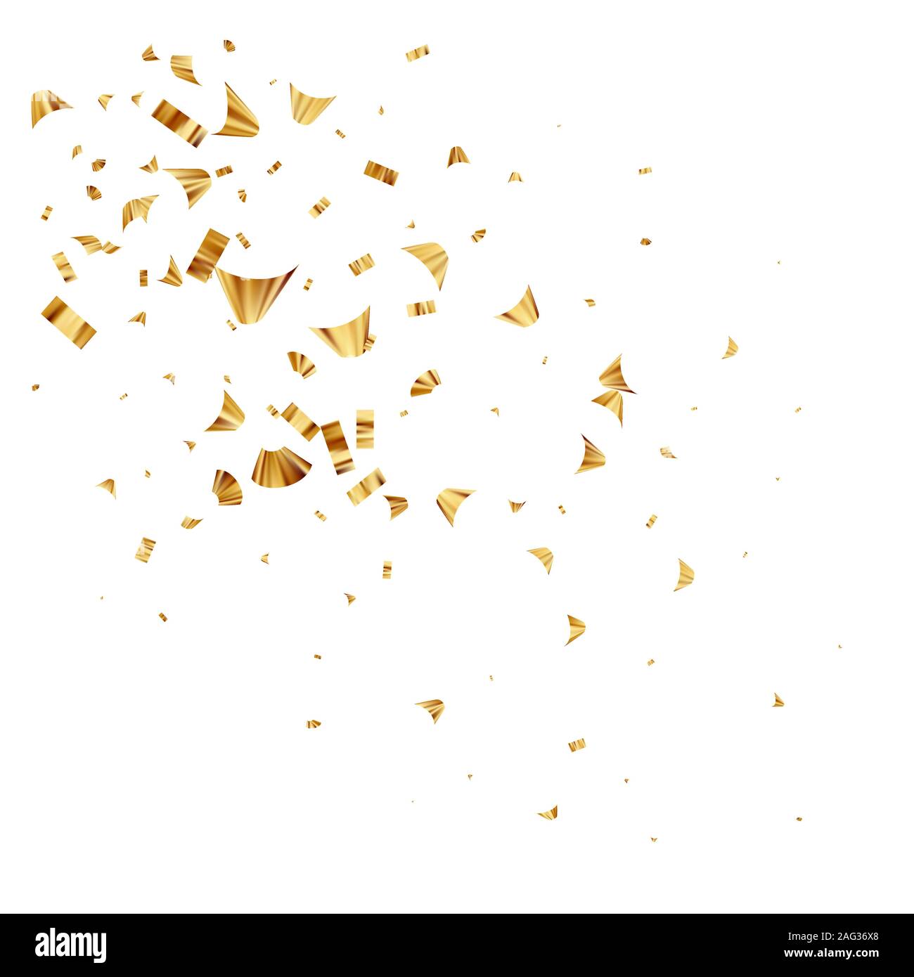 Gold foil confetti isolated on a white background. Festive background. Vector illustration Stock Vector