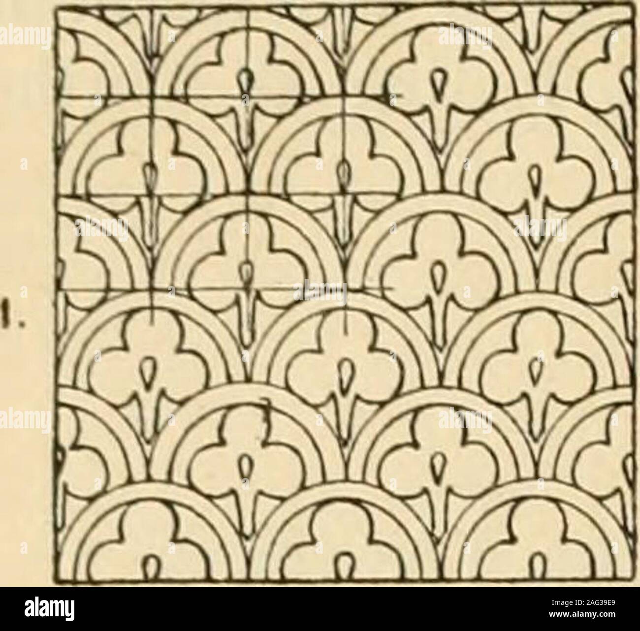 . Handbook of ornament; a grammar of art, industrial and architectural designing in all its branches, for practical as well as theoretical use. steel, by being hammered intoengraved hollows which have been undercut with a roughened ground.The processes of Enamelling are very various. In the cloison process:bent bands or fillets of metal (cloisons) are soldered-on to the metalground, and the hollows or cells thus formed are filled vpith pulve-rised glass paste (glass coloured with metallic oxides) which are thenvitrified by heat. In the sunk or champ-lev6 process: the hollowsin the metallic gro Stock Photo