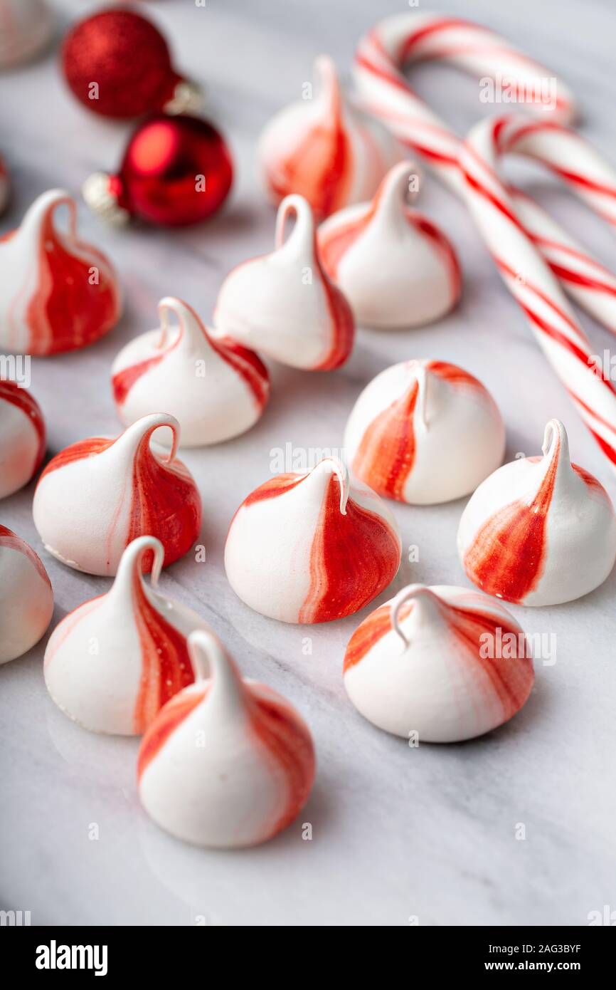 Peppermint Meringue Kisses Stock Photo Alamy
