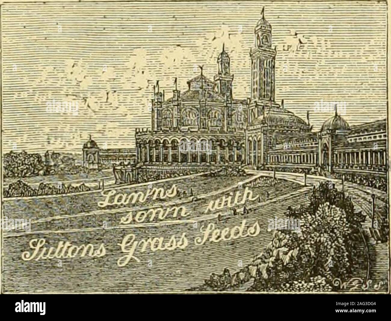 . The Gardeners' chronicle : a weekly illustrated journal of horticulture and allied subjects. SUTTONS BEAUTIFUL LAWNS.. PARIS UNIVERSAL EXHIBITION, 1878. SUTTONS PAMPHLET ON Laying Down and Improving Lawns, &c., Gratis and post-free on application. SUTTONS PARIS, 1878. PARIS Stock Photo