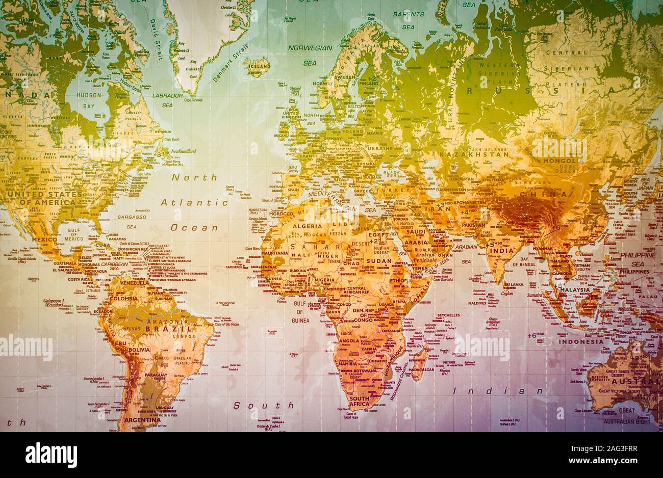 Colourful world map Stock Photo - Colourful World Map 2AG3FRR