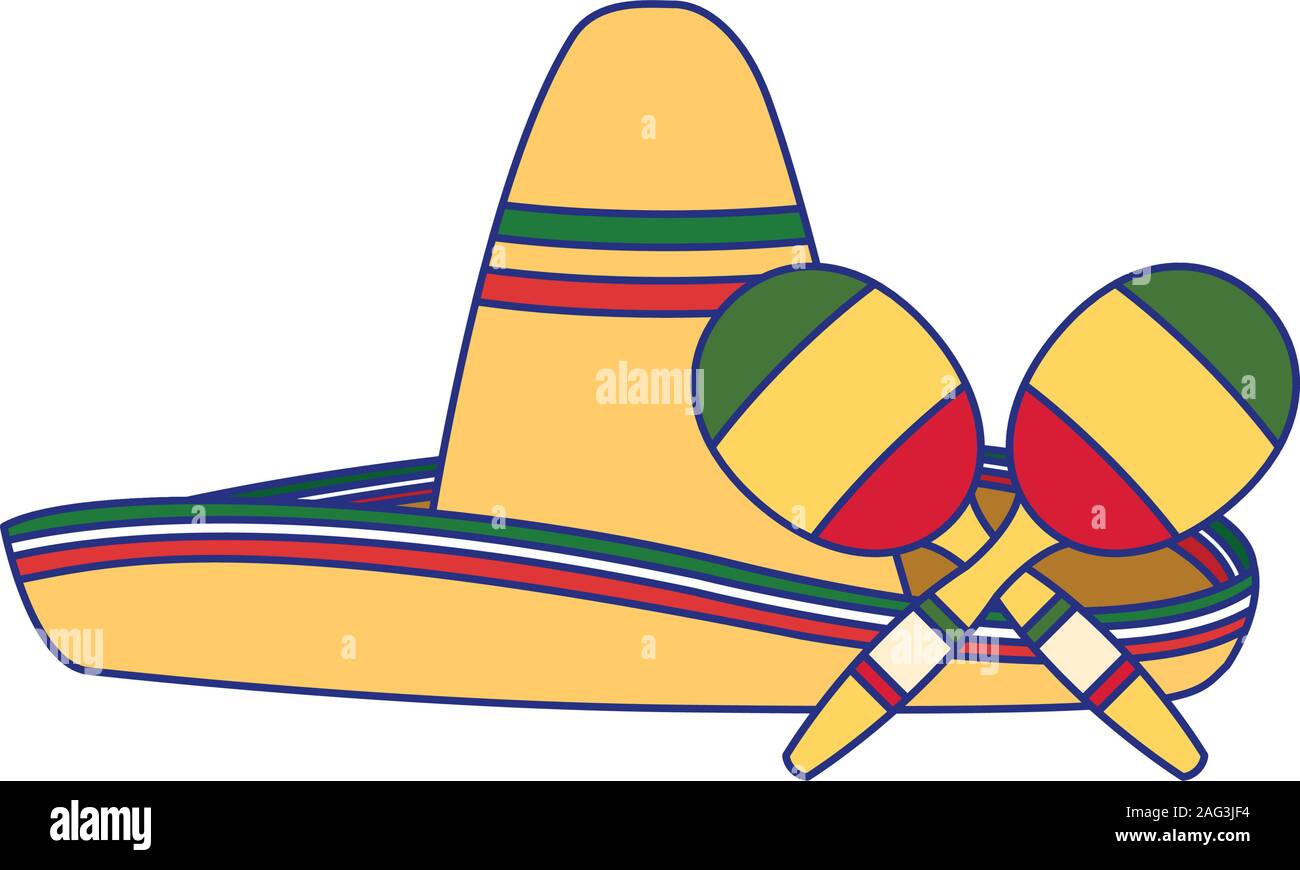 Isolated mexican hat and maracas vector design Stock Vector Image & Art ...