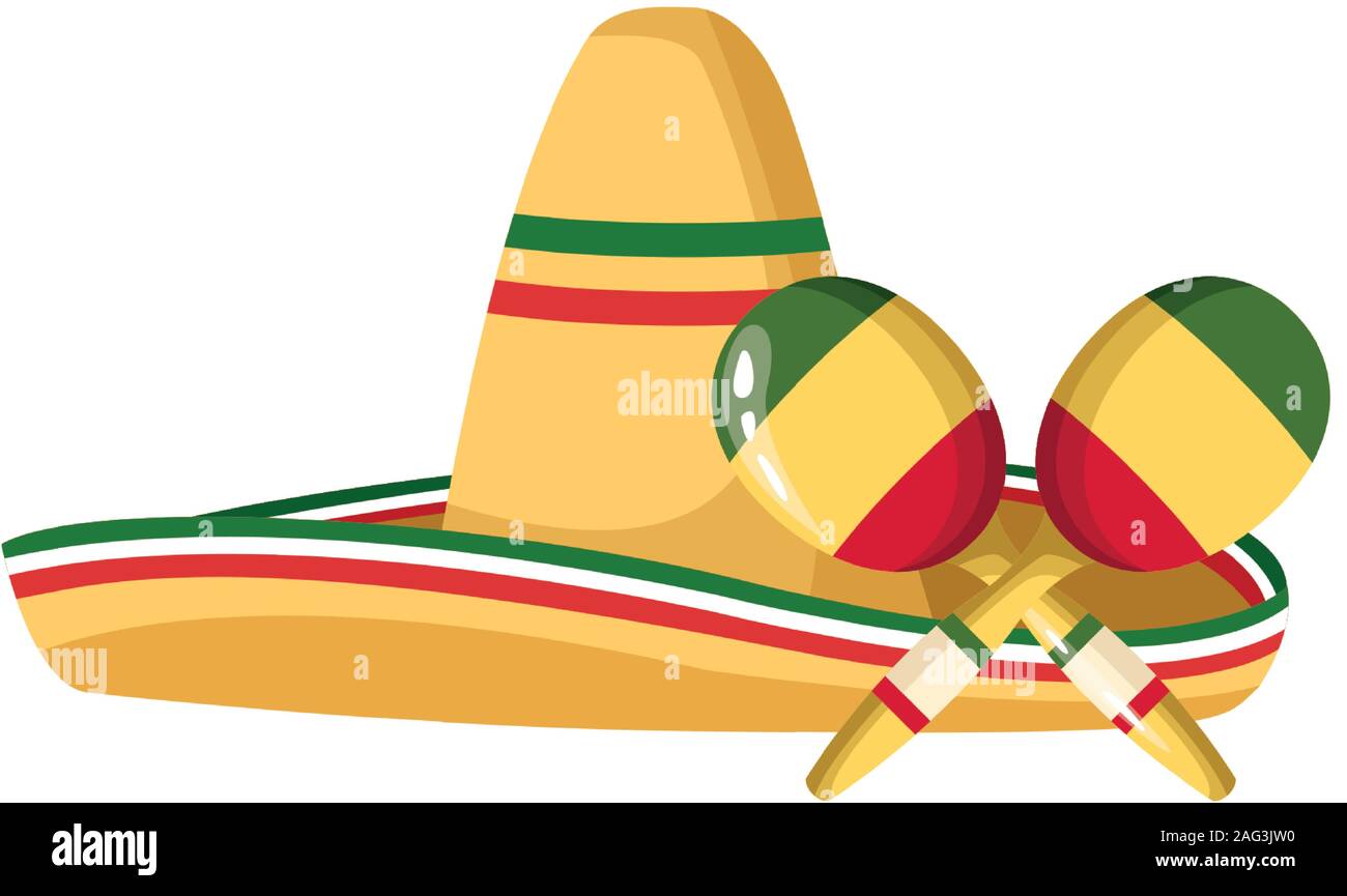 Isolated mexican hat and maracas vector design Stock Vector Image & Art ...