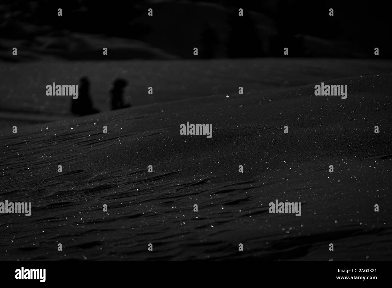 Starry desert, unknown planet, mystery place, black place Stock Photo