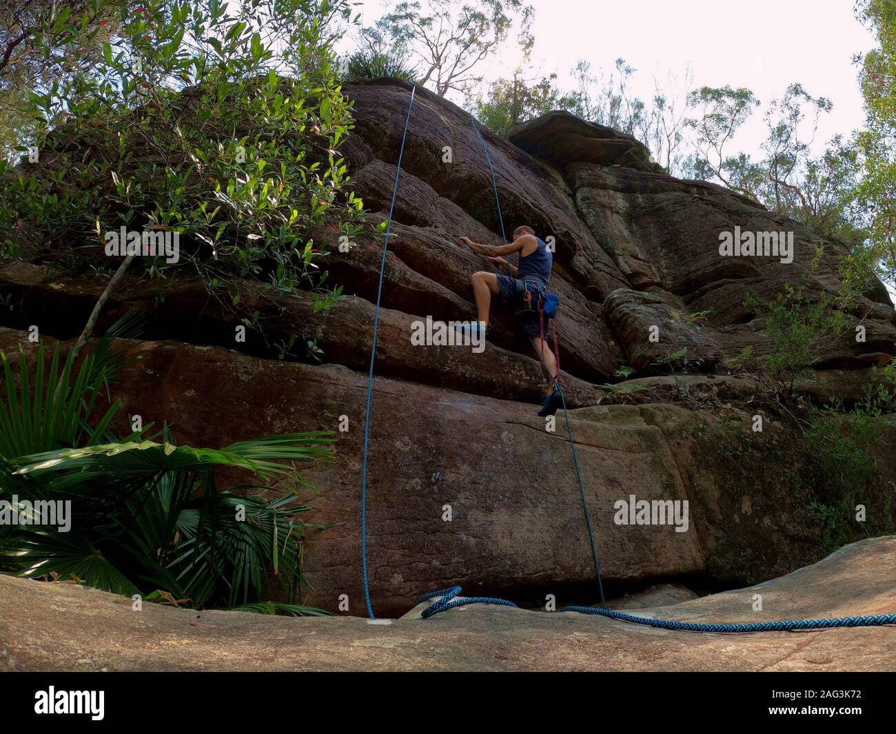 Rock Climbing at Narrabeen slabs Stock Photo Alamy