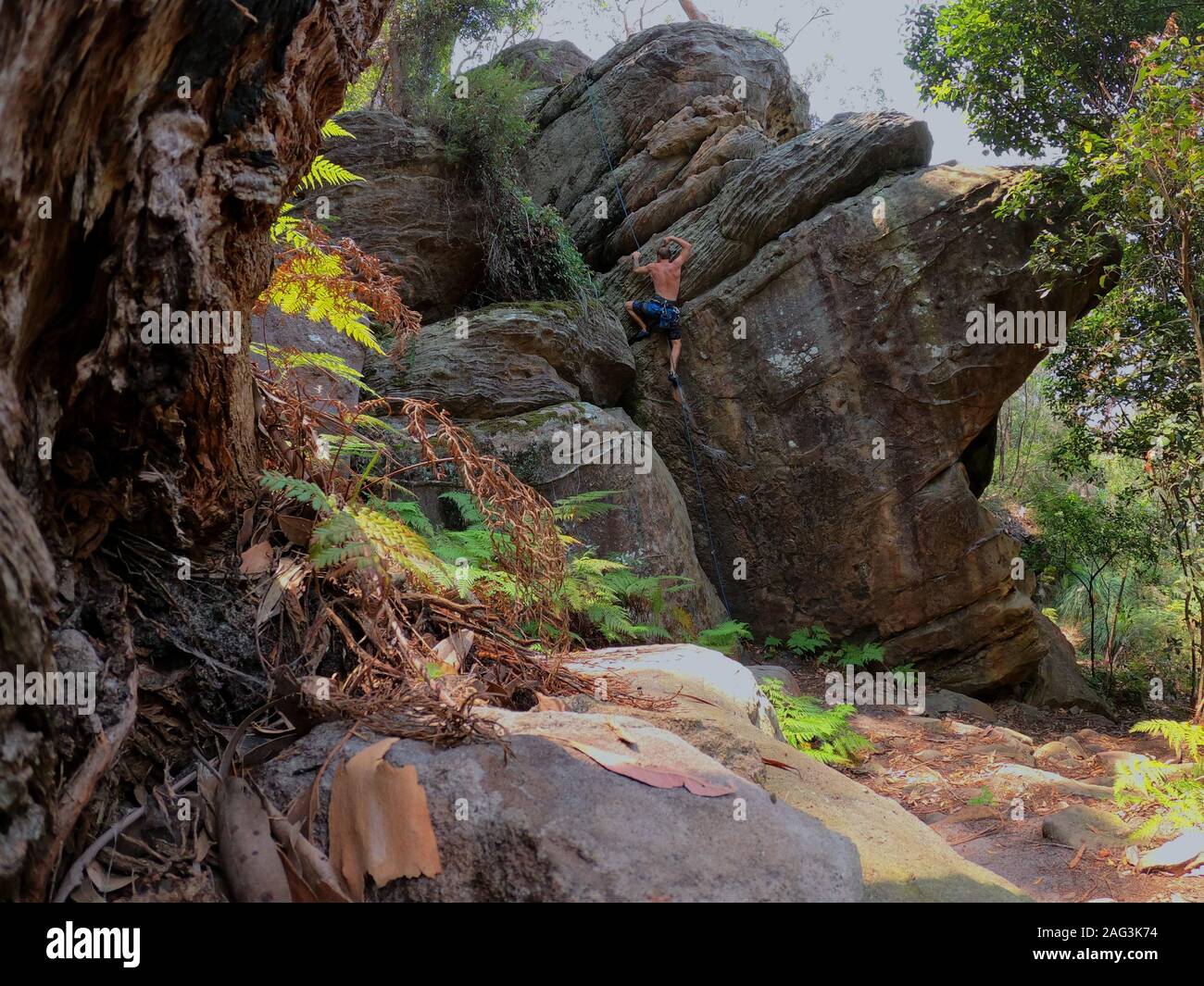 Rock Climbing at Narrabeen slabs Stock Photo Alamy