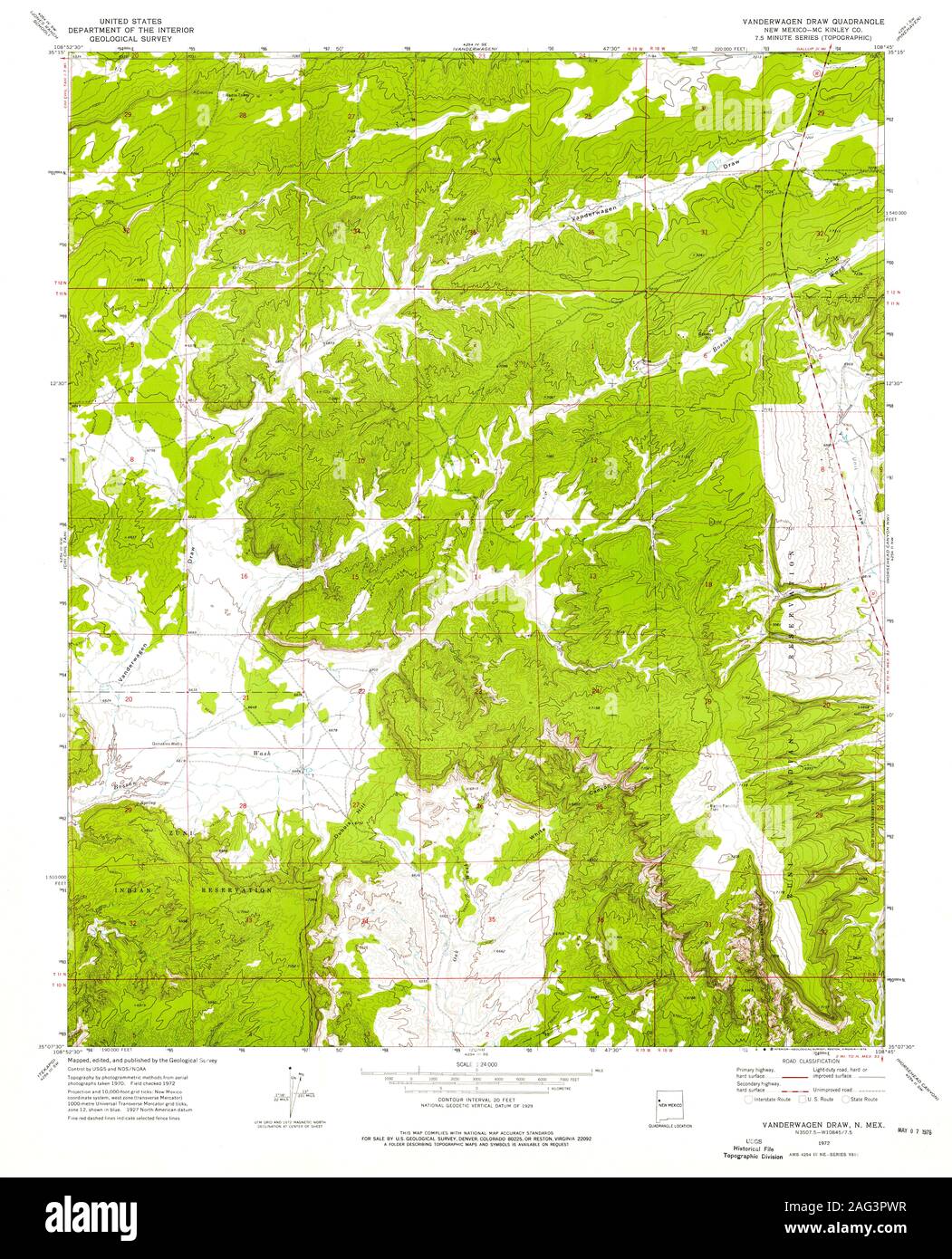 USGS TOPO Map New Mexico NM Vanderwagen Draw 193487 1972 24000