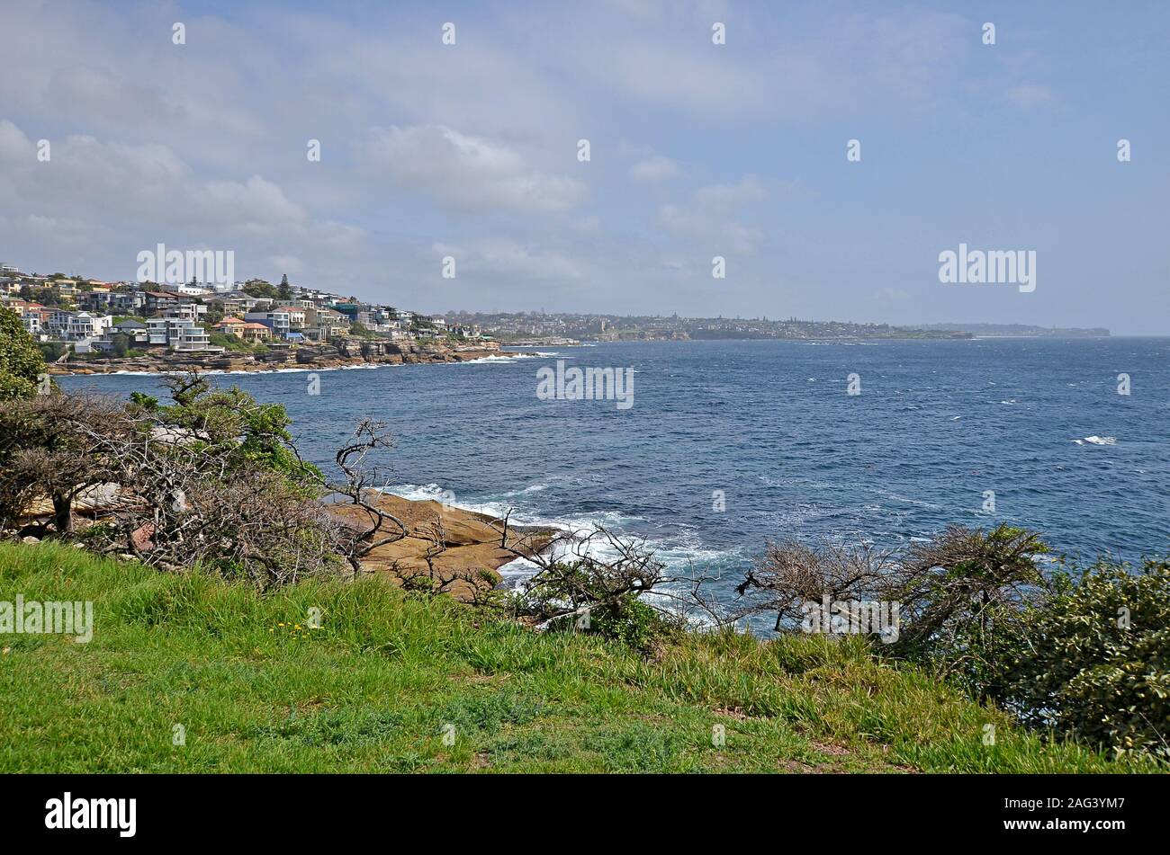 One of the most beautiful coastal walks listed in Sydney starting from iconic Bondi beach and leading to Maroubra beach, Australia Stock Photo