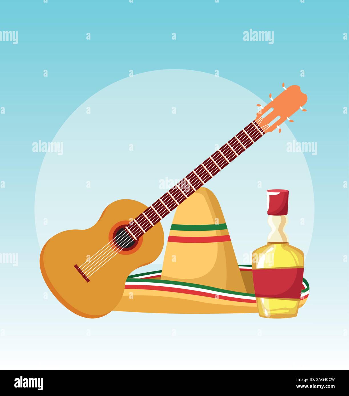 Mexican guitar hat and tequila vector design Stock Vector Image & Art ...