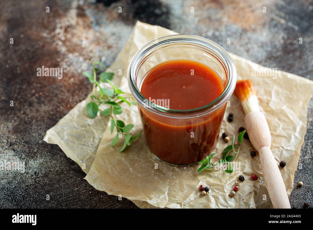 Homemade barbeque sauce in a jar Stock Photo Alamy