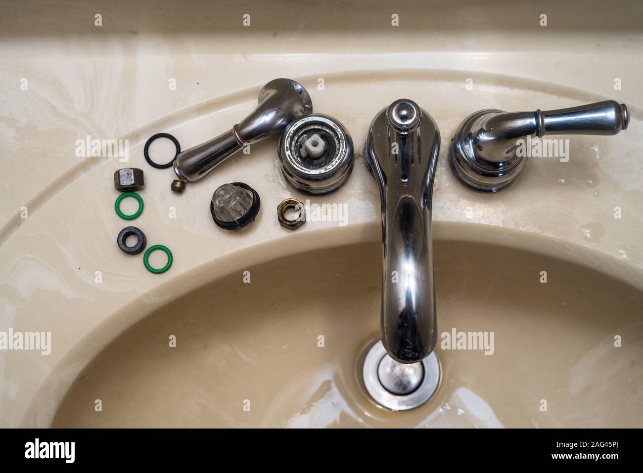 A photo of a broken faucet. Great for a plumbing ad Stock Photo Alamy