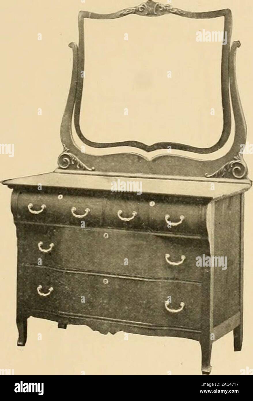 . Illustrated catalogue.. No. 244- Dresser Bircli (ll.iss Finish Top Draper S^ell Top 42 X 22 in. Glass 24 X 30 in, French Bevel. No. 245 Dresser Hinli KuIjIj.-.! and Polished Top Drawers Round Two Bottom Drawers Swell Top 46 X 22 in. Gla,ss 28 X 34 in. French Bevel Stock Photo