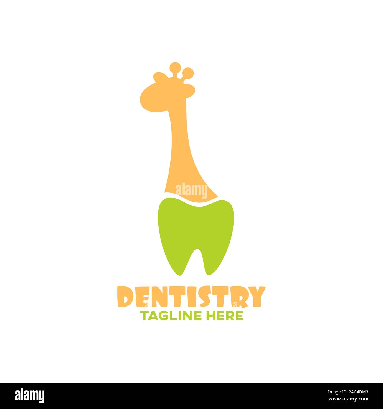 Modern children's dentistry and giraffe logo. Vector illustration. Stock Vector