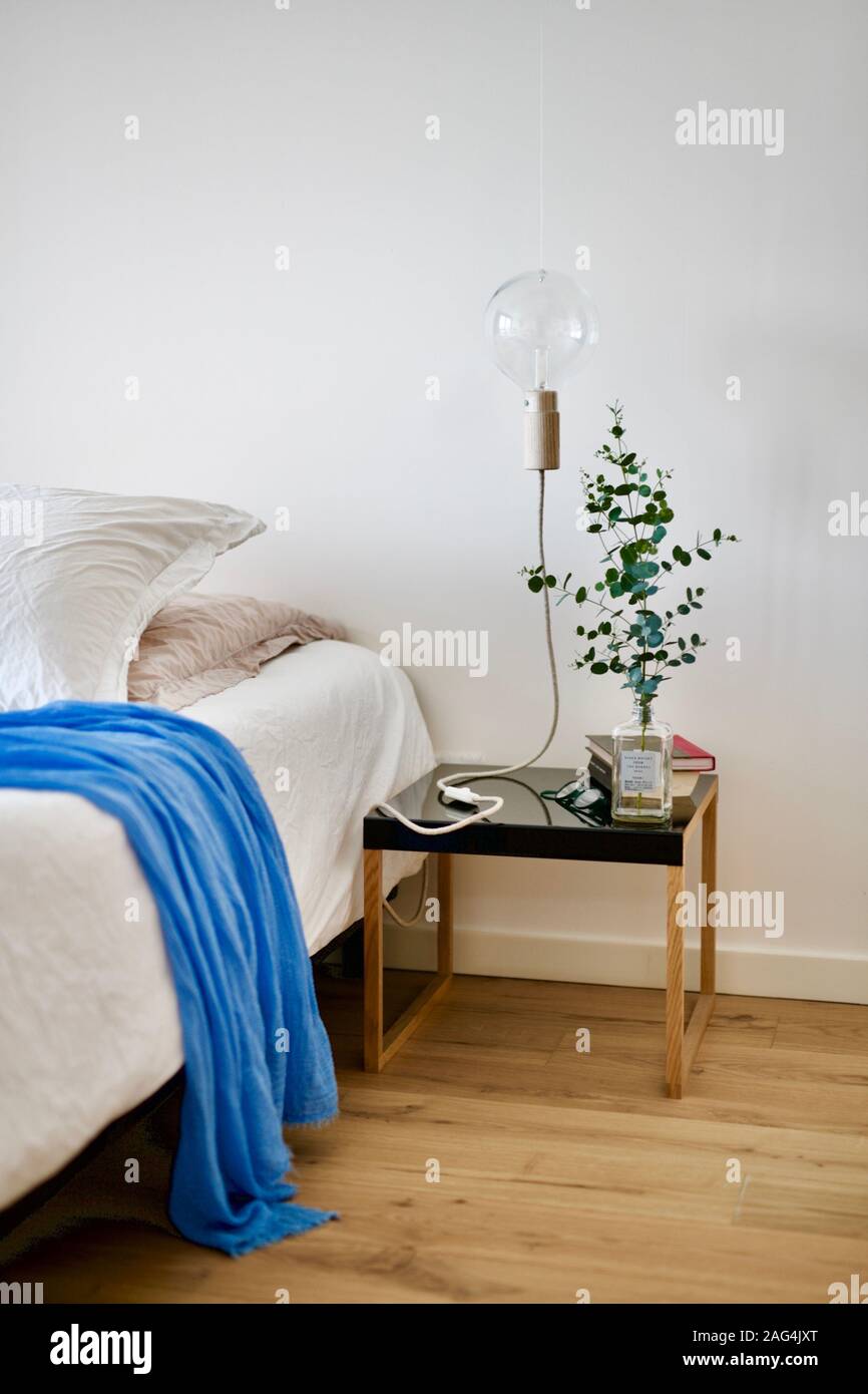 Bedside table with lamp attached deals