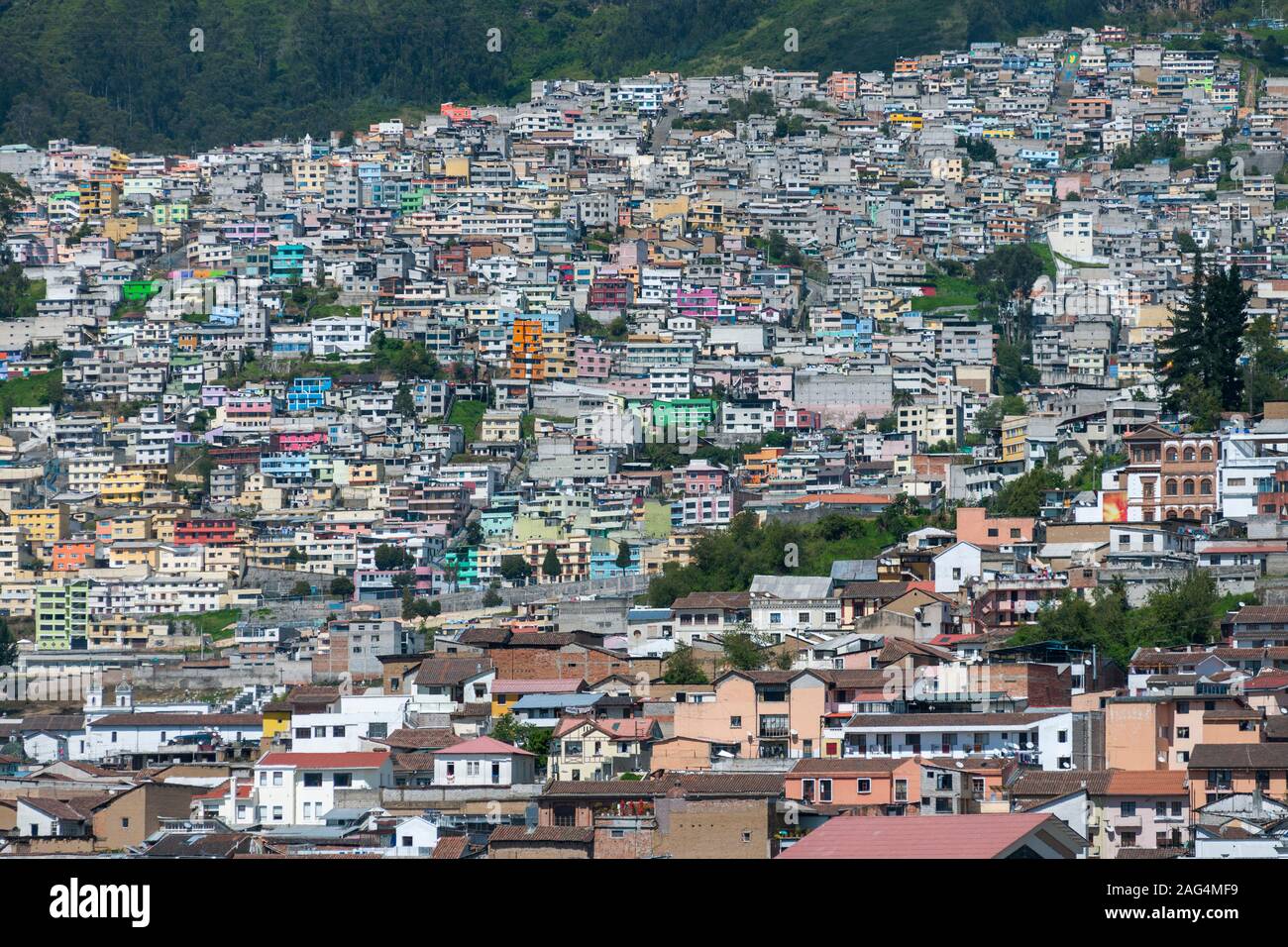 Houses in a suburb of Quito, Ecuador. Stock Photo