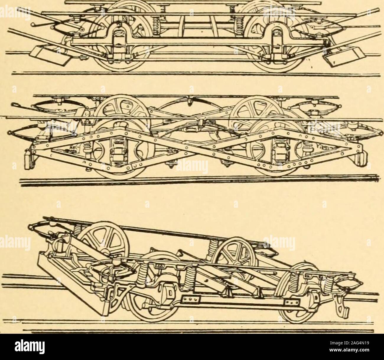 . Mechanical appliances, mechanical movements and novelties of construction; a complete work and a continuation, as a second volume, of the author's book entitled 'Mechanical movements, powers and devices' ... including an explanatory chapter on the leading conceptions of perpetual motion existing during the past three centuries. 567. LOCOMOTIVE SANDER. A sand box and chute with a nozzleby which compressed air from the air-brake reservoir blows the sand into thedischarge pipe. 568. MULTIPLE PLATE FRICTIONCLUTCH. Pattern of the main drivingshaft clutch, Brooklyn Bridge. Every otherring plate is Stock Photo