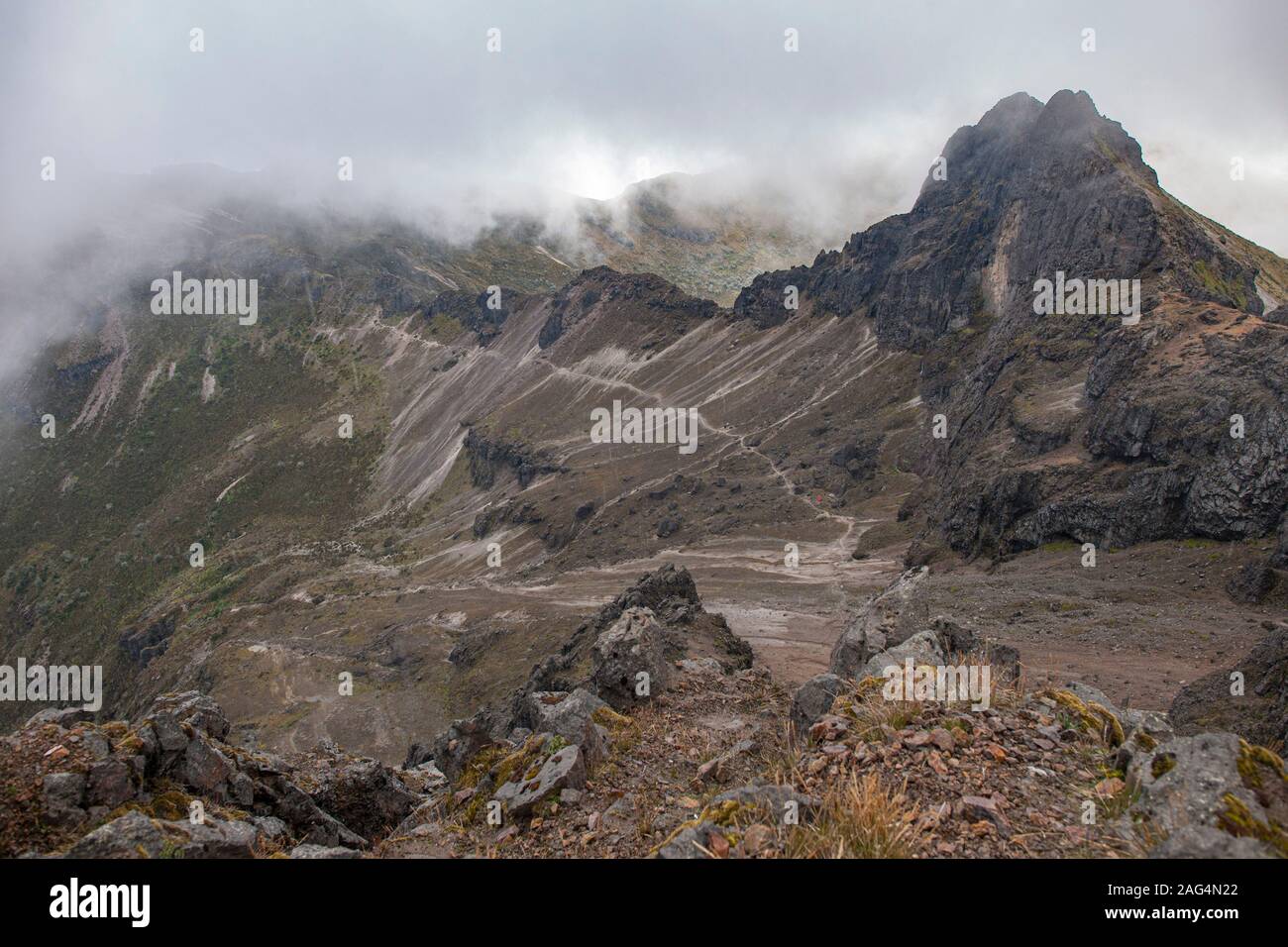 Landscape around the summit of the Rucu Pichincha volcano in Quito, Ecuador. Stock Photo