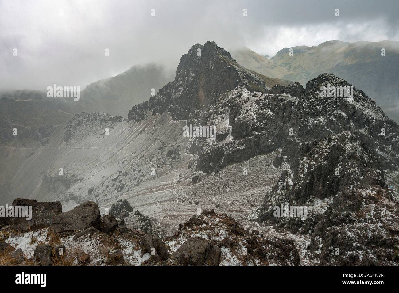 Landscape around the summit of the Rucu Pichincha volcano in Quito, Ecuador. Stock Photo