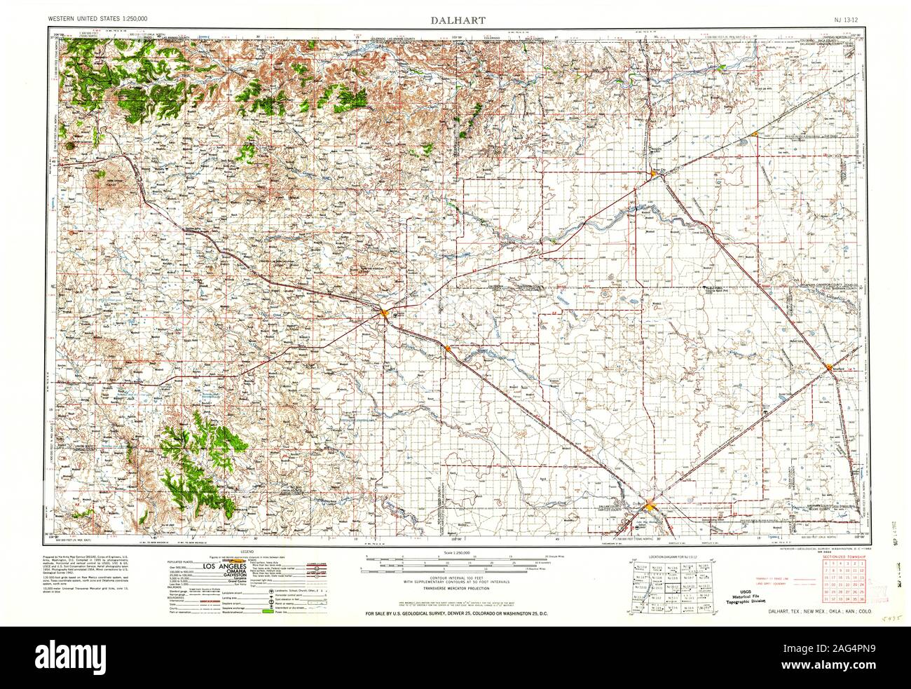 Dalhart map hi res stock photography - Usgs Topo Map New Mexico Tx Dalhart 109071 1962 250000 Restoration 2AG4PN9
