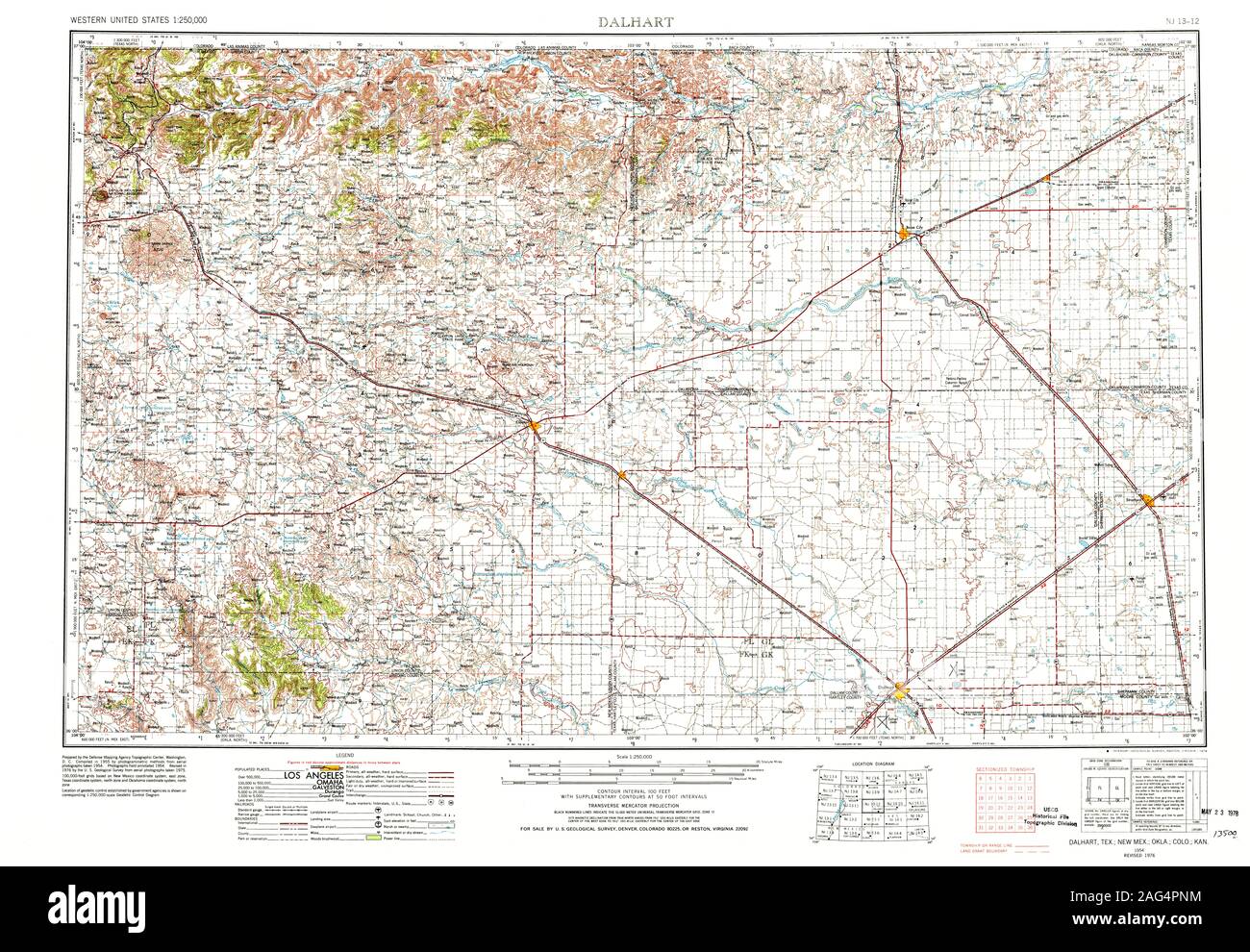 Map of dalhart hi res stock photography - Usgs Topo Map New Mexico Tx Dalhart 109072 1954 250000 Restoration 2AG4PNM