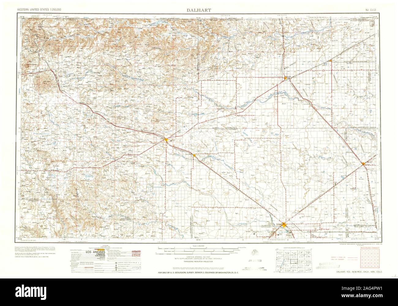 Map of dalhart hi res stock photography - Usgs Topo Map New Mexico Tx Dalhart 403101 1958 250000 Restoration 2AG4PW1