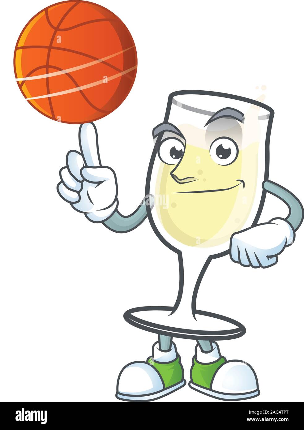 Happy face champagne glass cartoon character playing basketball. Vector  illustration Stock Vector Image & Art - Alamy