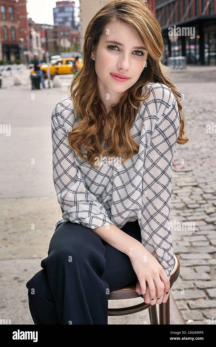 NEW YORK, NY - APRIL 19: Portrait of Emma Roberts promoting 'Adult World' in the Meat Packing District in New York City on April 19, 2013. Credit: Derek Reed/MediaPunch  *** HIGHER RATES APPLY *** Stock Photo
