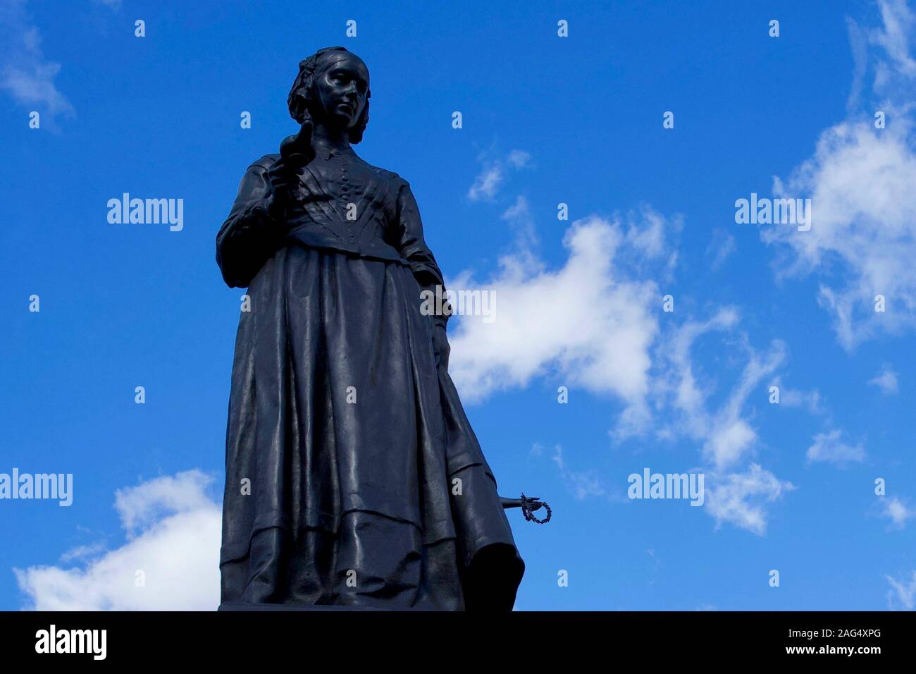 Florence Nightingale statue, Crimean War Memorial, Waterloo Place, St James's, City of Westminster, London, England. Stock Photo