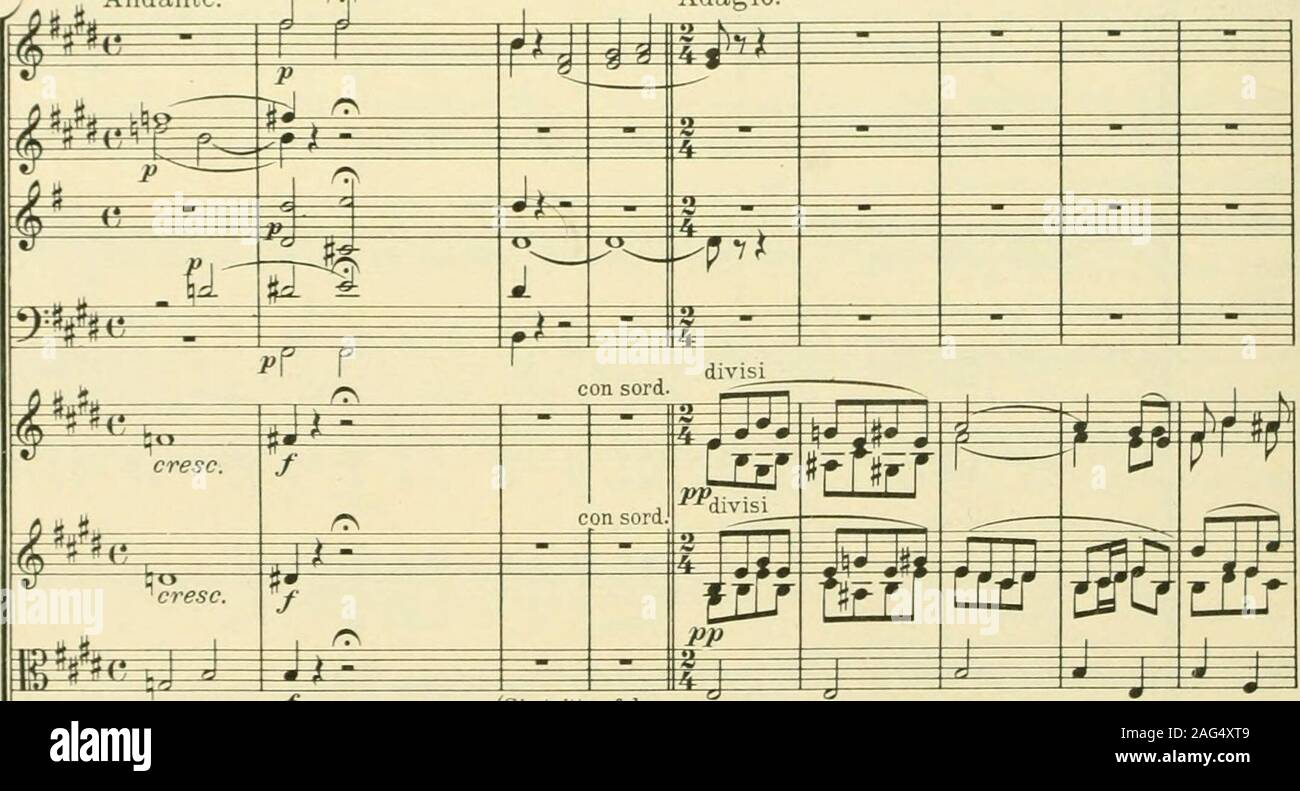 . Instrumentationslehre, von Hector Berlioz. Ergänzt und rev. von Richard Strauss. ußtsein getan- dieKontrabässe große Strecken weise ganz schweigenzu lassen. Von guter Wirkung ists, um einer von Violon-cells und Kontrabässen geführten Melodie rech-te Intensivität zu verleihen, die Violoncells eineOktave tiefer als die Bässe zu schreiben, so daßsie gleichsam im Einklang spielen - oder endlicheine Anzahl Violoncells nur durch ein Pult Kon-trabässe zu unterstützen. Dagegen ist es, wenn man eine recht sanfteHarmonie von Streichinstrumenten erzielen will,oft viel besser, die Baßstimme nur den Viol Stock Photo