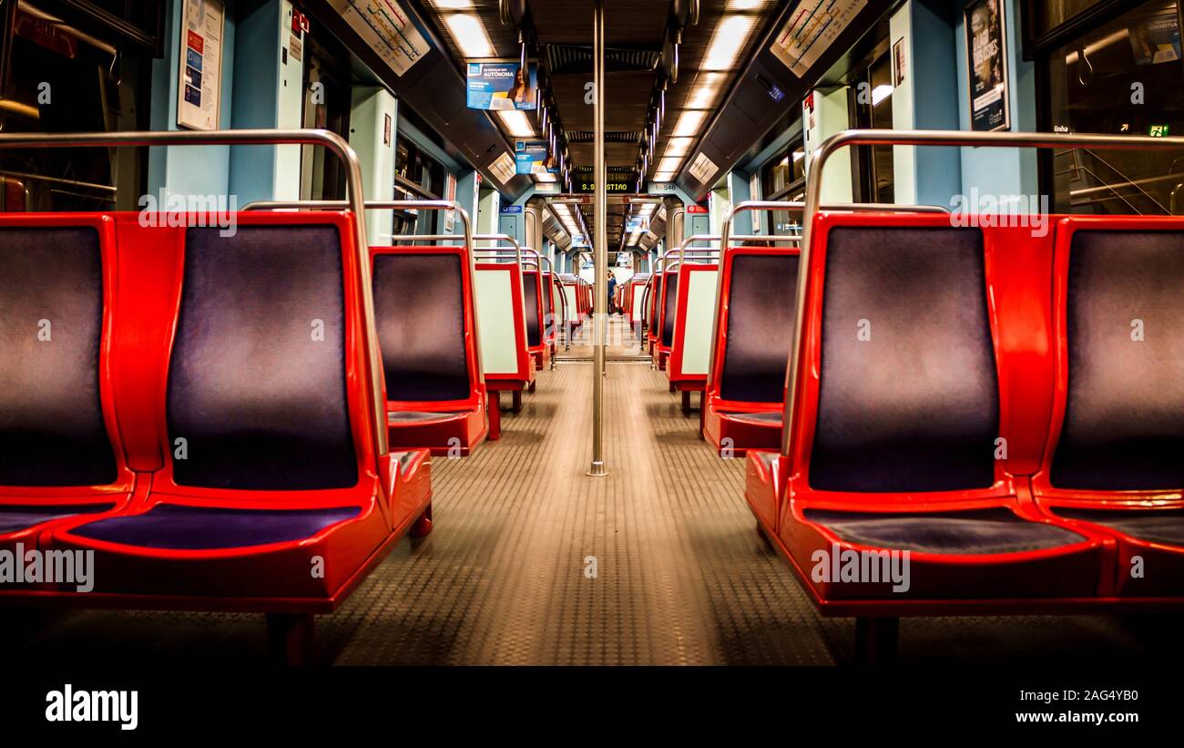 Metropolitan Inside Seats inside an empty metro Stock Photo - Alamy