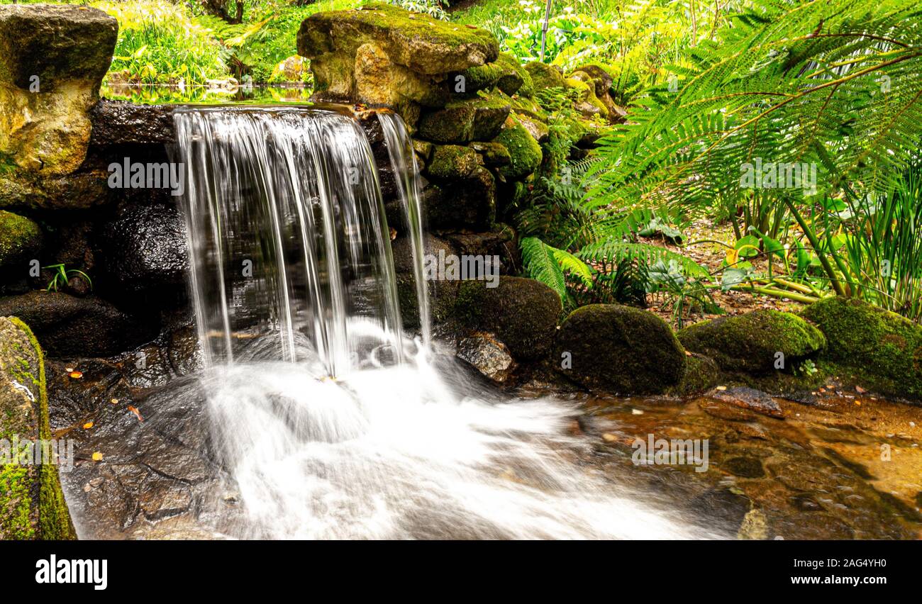 Beautiful waterfall in the middle of an amazing tropical jungle Stock