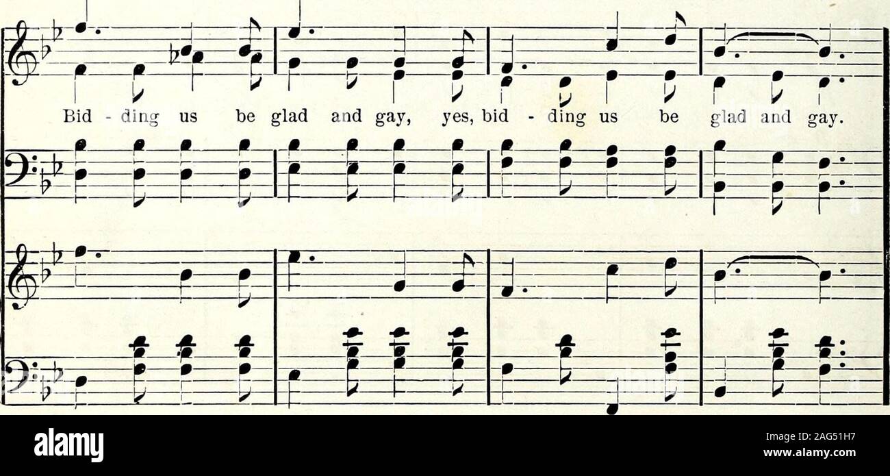 . Song monarch : a well graded and very complete singing book for the use of musical conventions, singing classes, colleges, seminaries, high schools and musical festivals, presenting elementary and practicla exercises, songs, glees, anthems, sacred and secular choruses. *_4 I, F—I 1— ^—0——V ^- 4. 5 Bid ding her child ren re - joice and be gay. ding us be glad and gay.p ^ * 0 a ^—Fi ^—i —p—>^—. Stock Photo