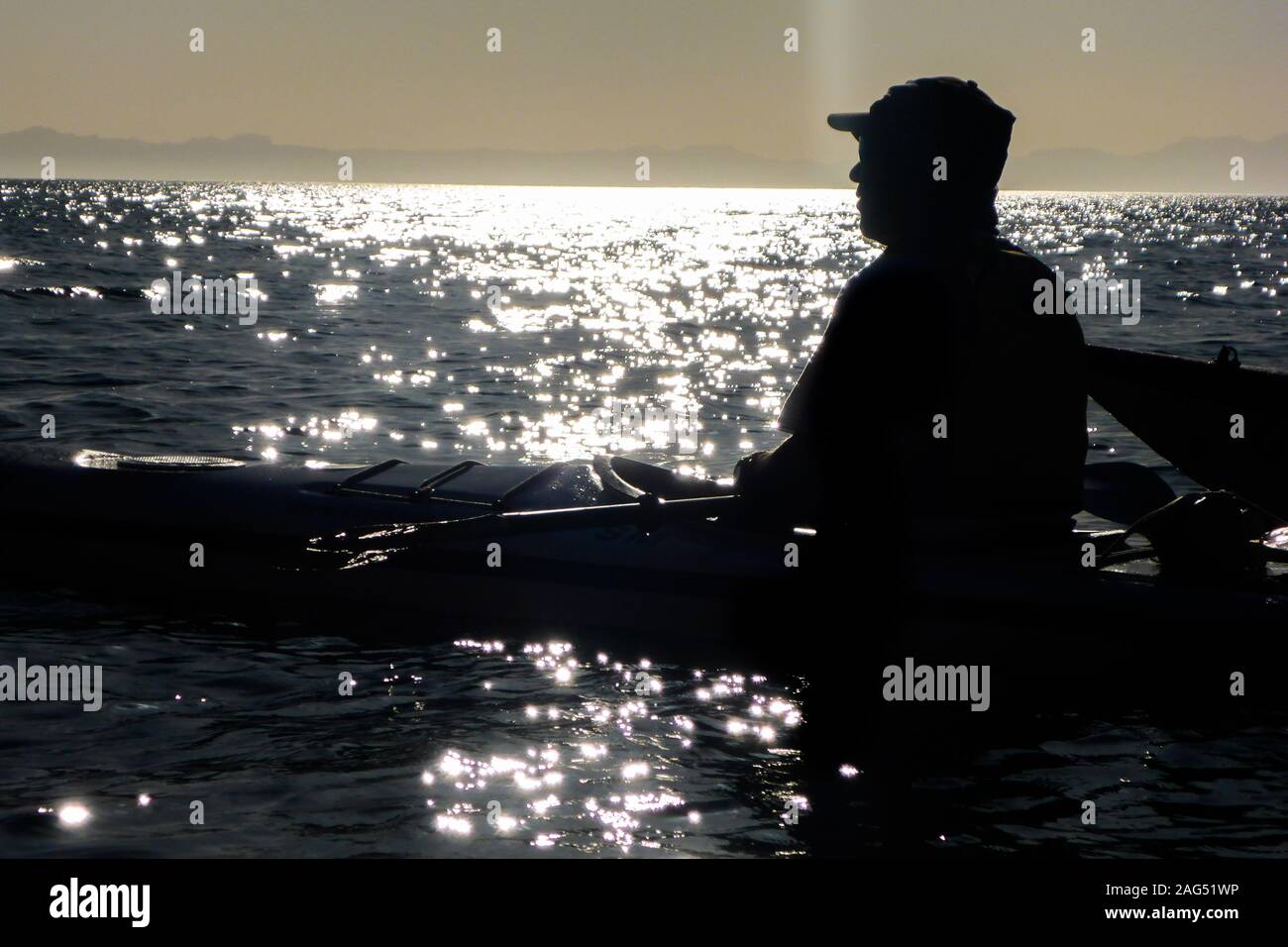 Sea Kayaking, Espiritu Santo Island, Baja California Sur, Mexico. Stock Photo