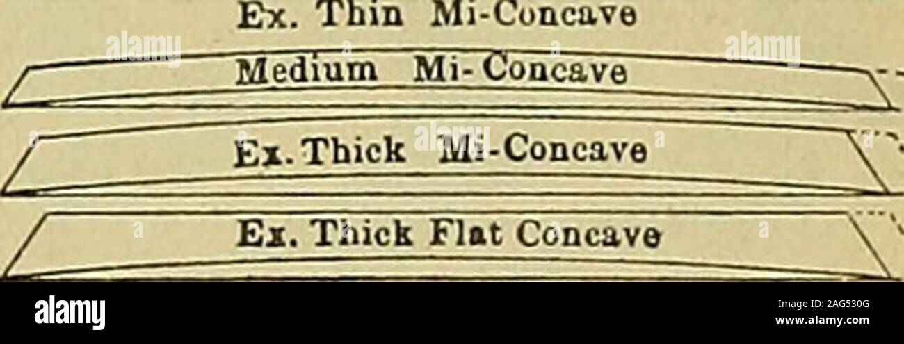 . 20th century catalogue of supplies for watchmakers, jewelers and kindred trades. -Thin*Mi-Concave- Thin Flat Concave -Media in-Flat-Concave— ^ Z!s,. ^ 2 High ^ :z^. ^ 4 High ^ Z^iV. 7 High r:5iN .Thin Flat Cone; Sik. ^ 1. High :^:: ^ Z^: i::^-: ^ Z^-.  7 High  sTligh. -Medium Flat-Concave— :x^ 18 to 18}i. Sizes Used in Hunting: Cases. Hampden 400, lli^, 11,,, A High 8. VI size Waltham Cases, for IJ size movements, 14}i,{|, High 7.12 size Elgin cases, 16f|. High 8.Waterbury Ladies Addison, 12}| and 13, High 7.IG size Essex Case, ISA, f^, ,=o. ie. li. High 7.Waltham 12-size Hunting, 16}J, }|, Stock Photo