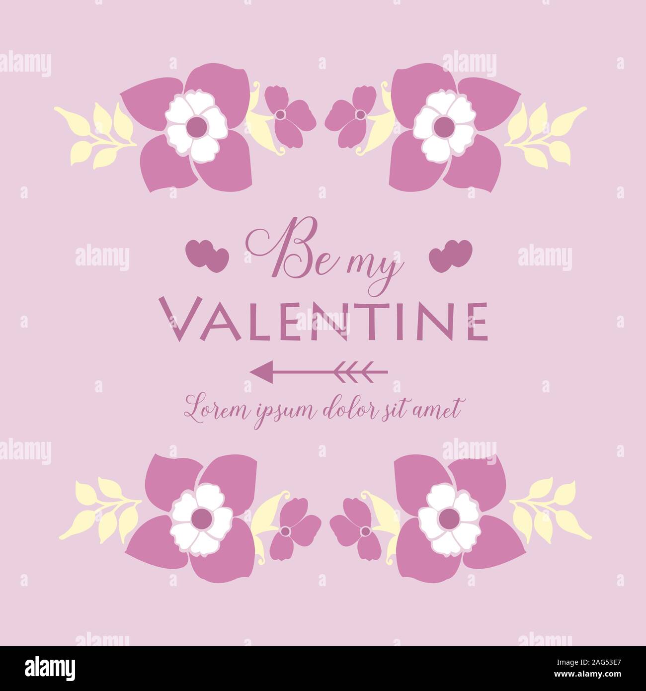 Card template happy valentine, with pink and white flower frame ...