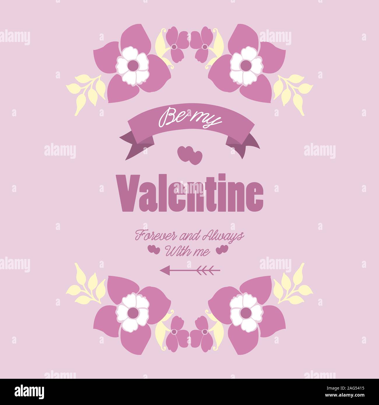 Beauty of pink floral frame, for invitation card decor happy valentine ...