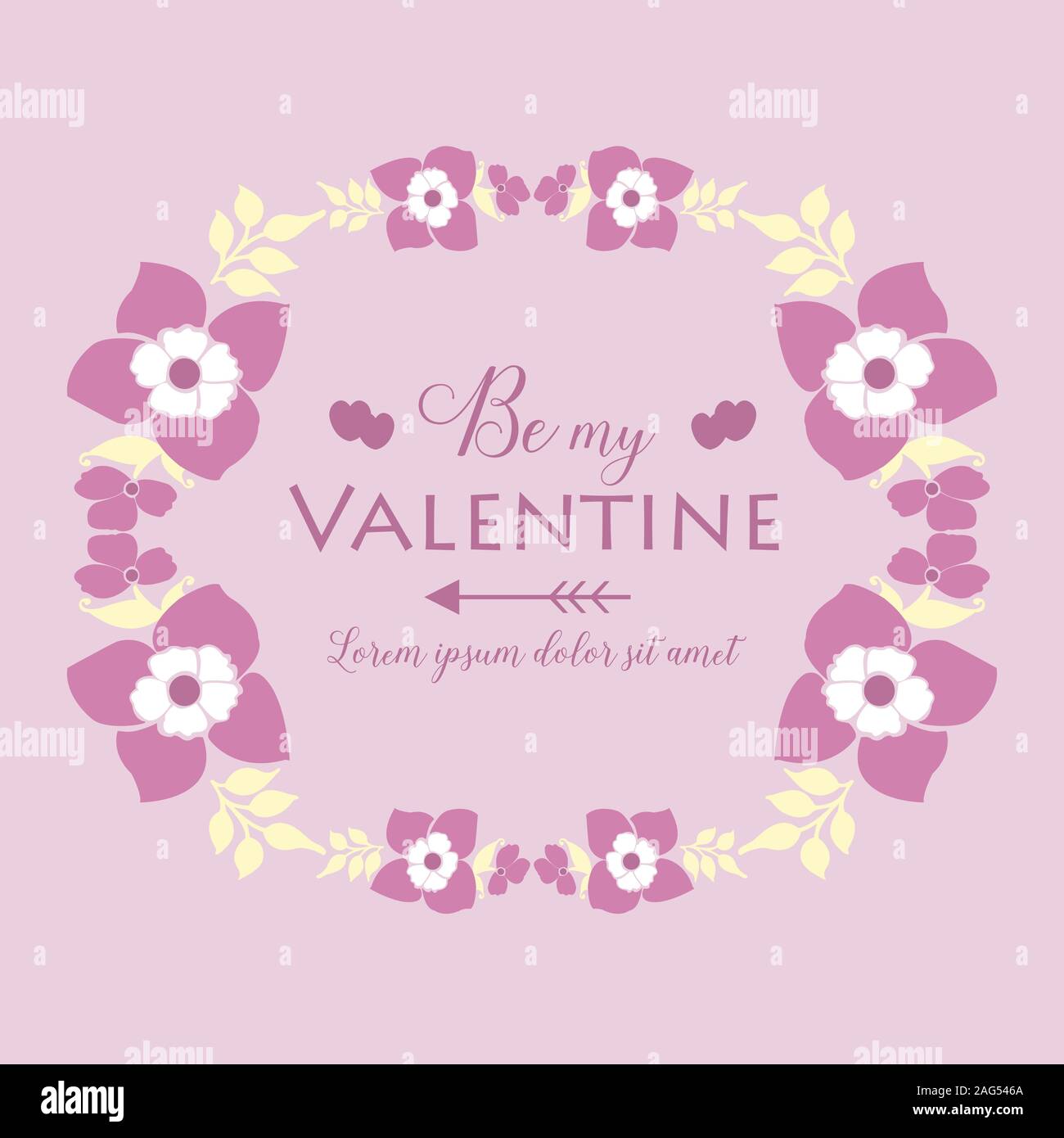 Beauty of pink floral frame, for invitation card decor happy valentine ...