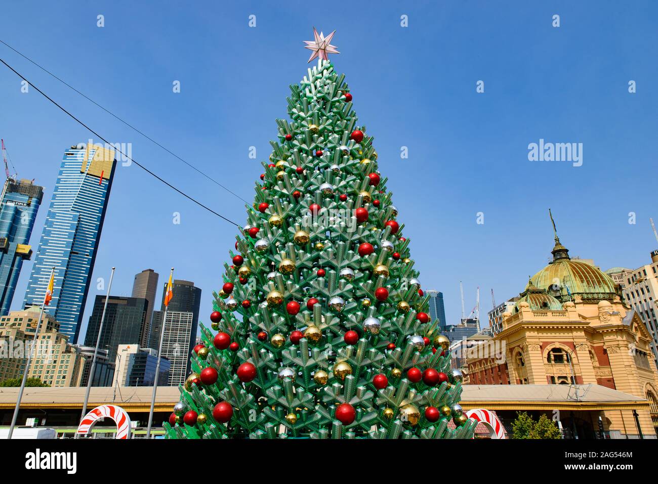 LED Christmas tree and decorations at Christmas Square at Federation