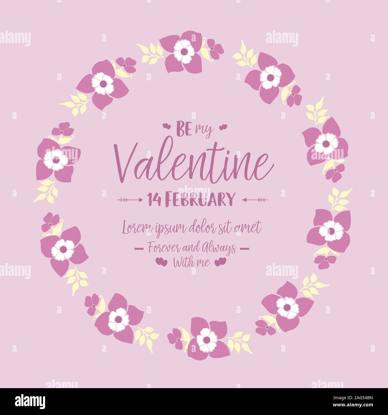 Beauty of pink floral frame, for invitation card decor happy valentine ...