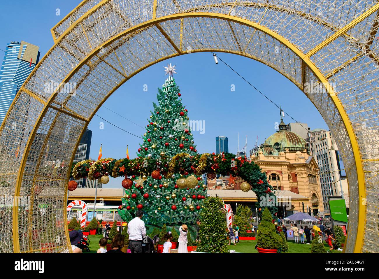 LED Christmas tree and decorations at Christmas Square at Federation