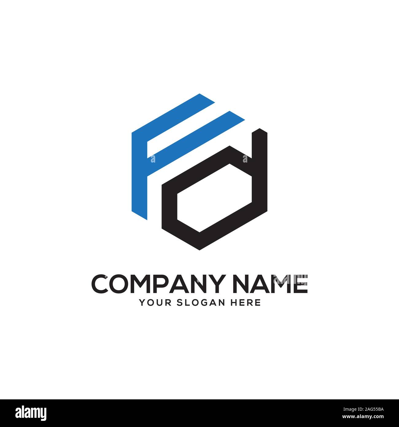 ED initial letter Logo Inspiration, E and D combination logo vector with hexagonal idea Stock Vector