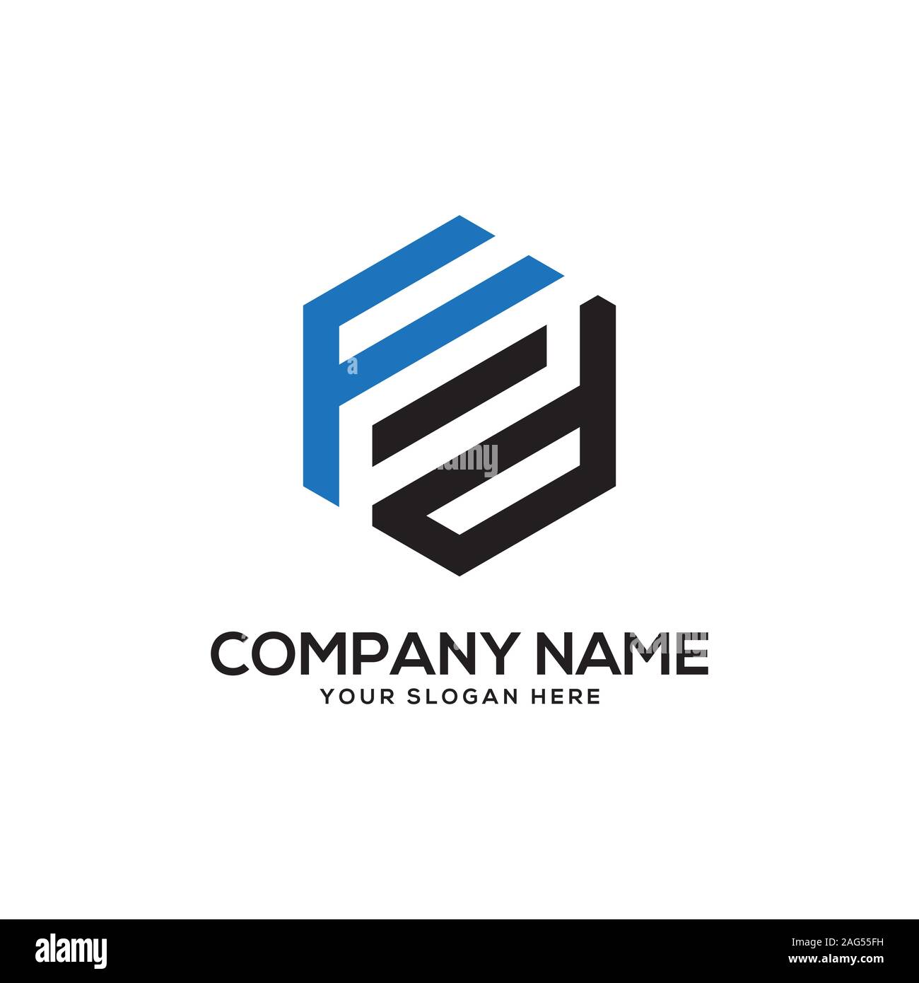 ED initial letter Logo Inspiration, E and D combination logo vector with hexagonal idea Stock Vector