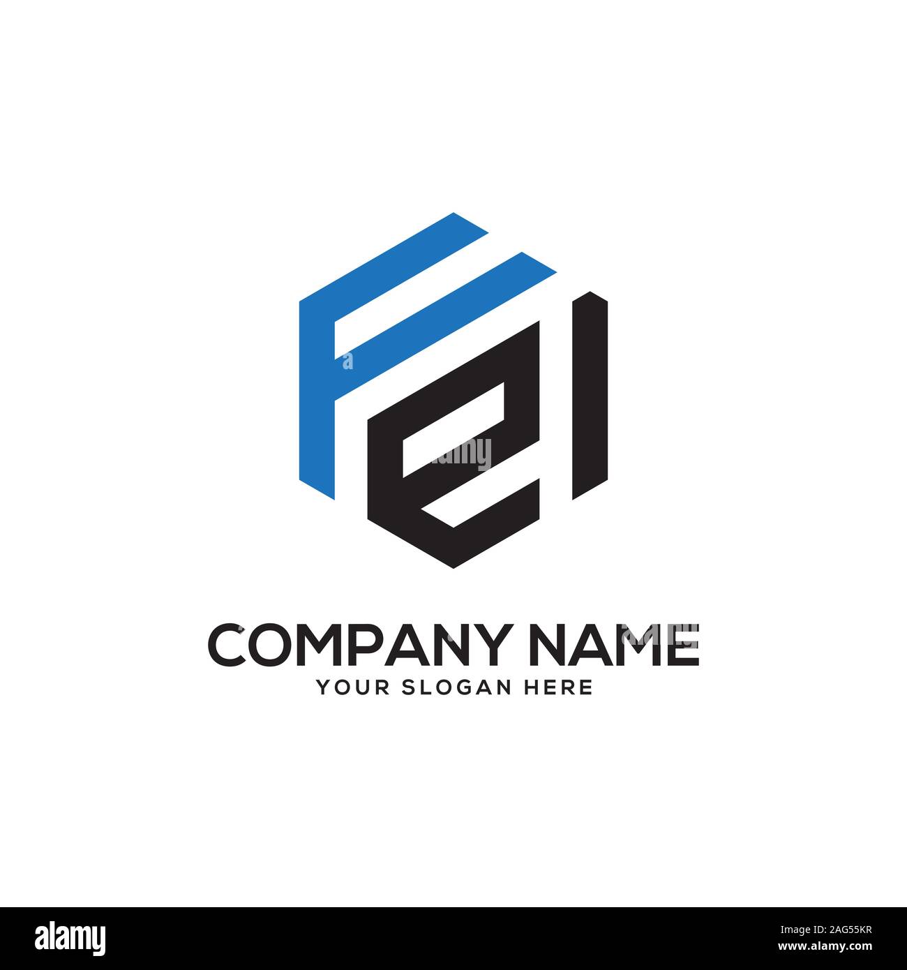 EE initial letter Logo Inspiration, E and E combination logo vector with hexagonal idea Stock Vector