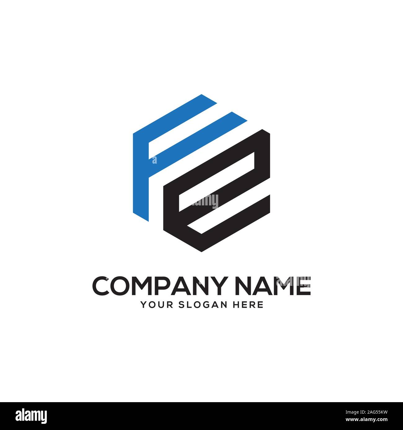 EE initial letter Logo Inspiration, E and E combination logo vector with hexagonal idea Stock Vector